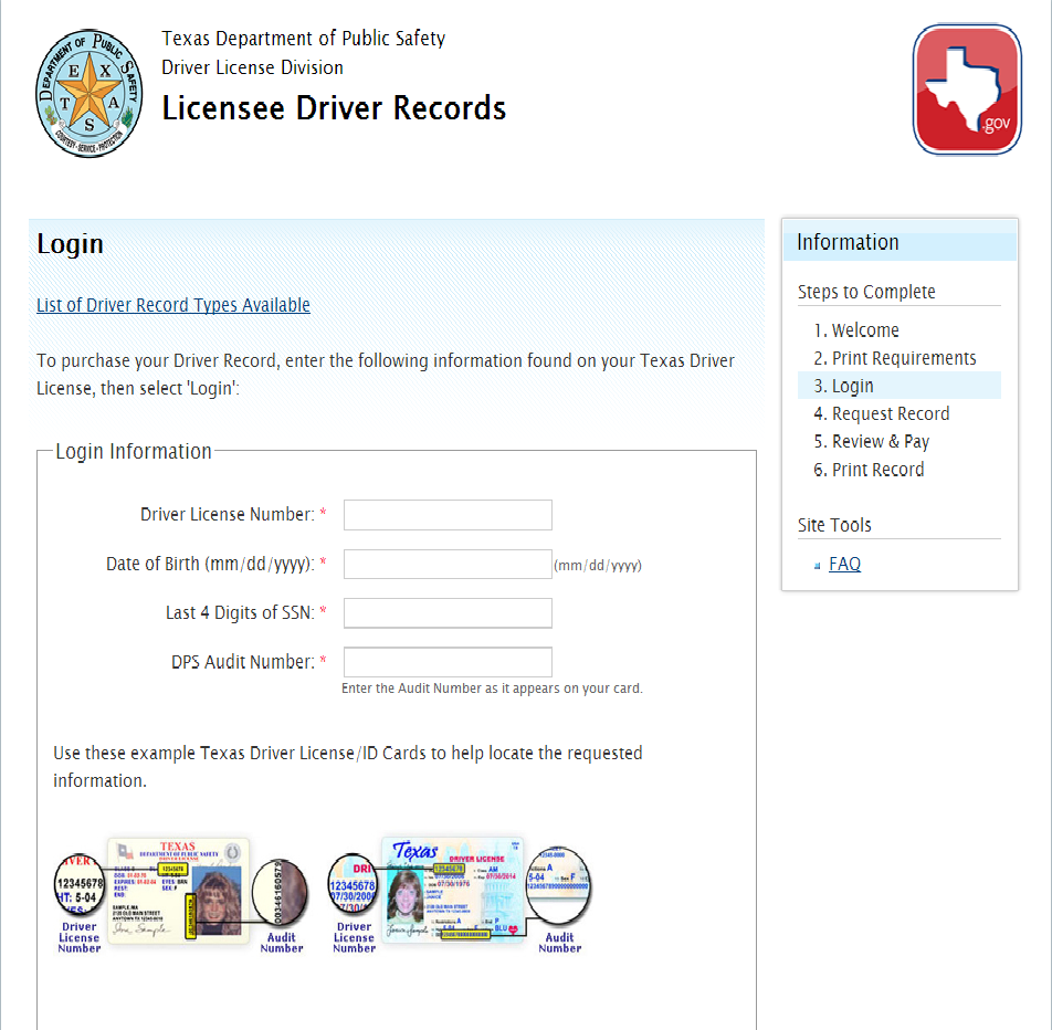 check Texas driving record for car accidents