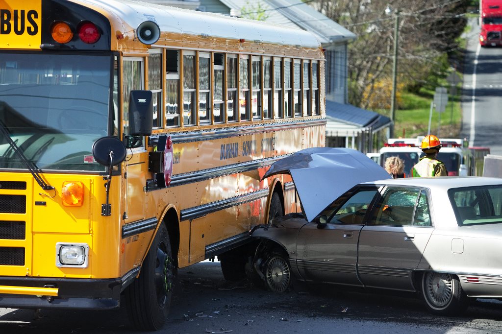 Middle School bus accident with car