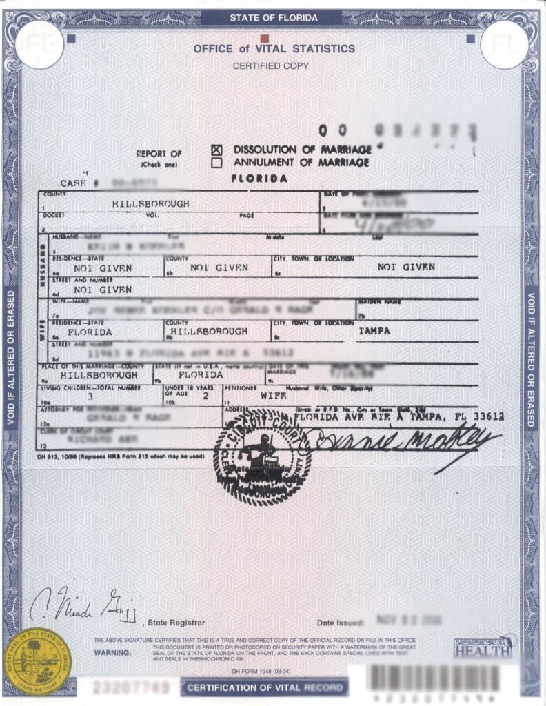 divorce certificate 